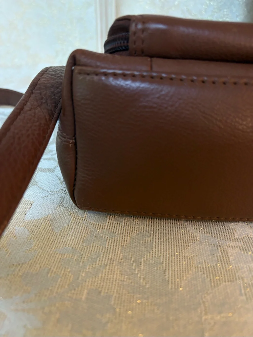 Levenger Brown Leather Messenger Crossbody Bag